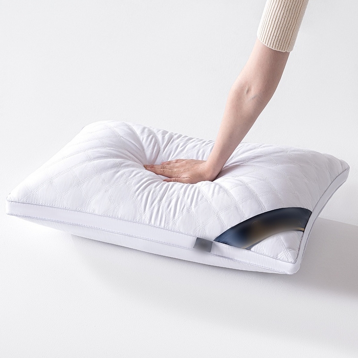 91家纺网 家纺一手货源 找家纺 永乐枕芯 2025新款三格线亲肤羽丝棉酒店枕枕头枕芯 雅白