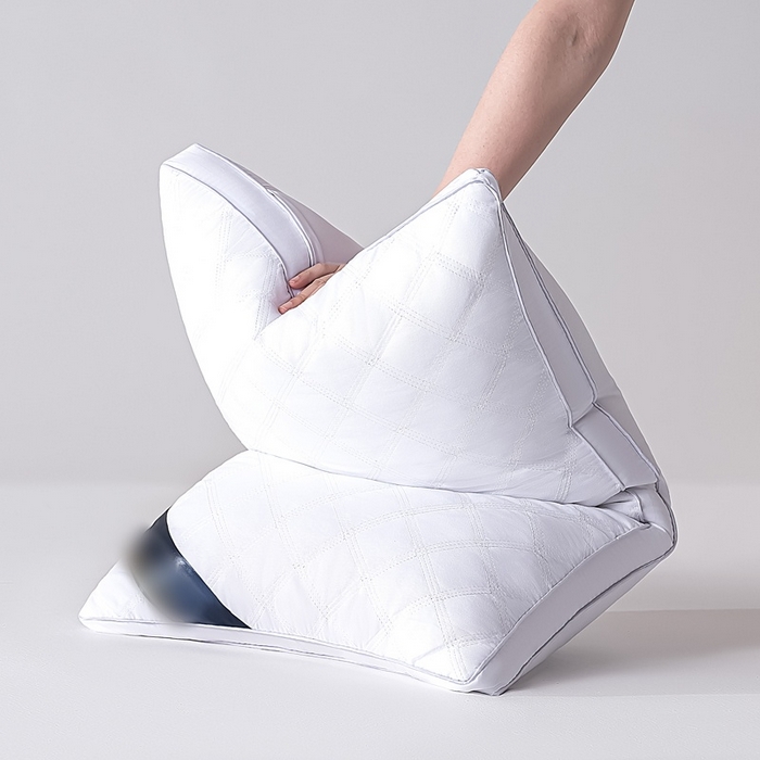 91家纺网 家纺一手货源 找家纺 永乐枕芯 2025新款三格线亲肤羽丝棉酒店枕枕头枕芯 雅白