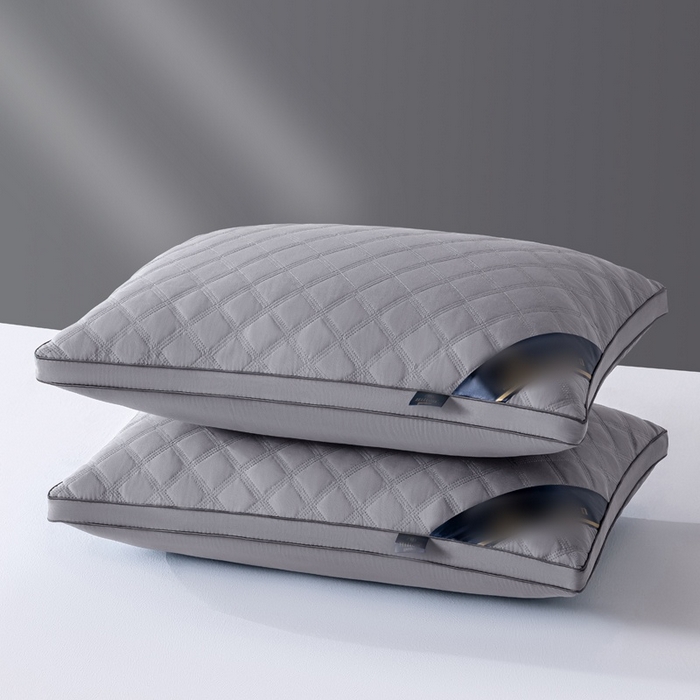 91家纺网 家纺一手货源 找家纺 永乐枕芯 2025新款三格线亲肤羽丝棉酒店枕枕头枕芯 灰色