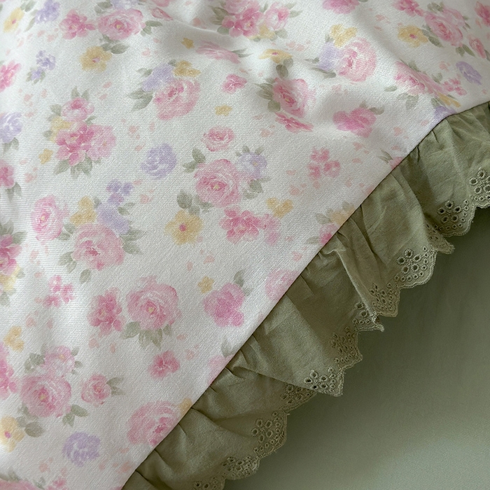 91家纺网 家纺一手货源 找家纺 三朵家纺 2025新款秋冬全棉纯棉加厚磨毛法式花边四件套 秋之寄语