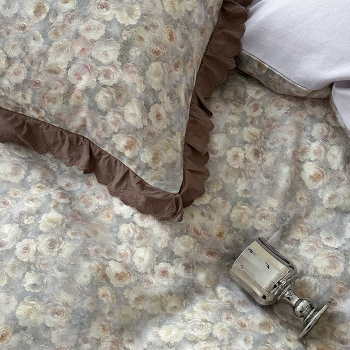 91家纺网 家纺一手货源 找家纺 三朵家纺 2025新款秋冬全棉纯棉加厚磨毛法式花边四件套 晚风告白