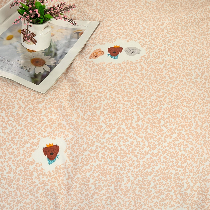 91家纺网 家纺一手货源 找家纺 梦莱家纺 2025新款水洗棉印花单品床笠 皇冠萌犬