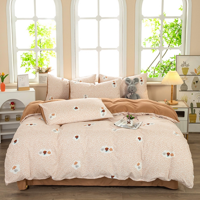 91家纺网 家纺一手货源 找家纺 梦莱家纺 2025新款水洗棉印花单品床笠 皇冠萌犬