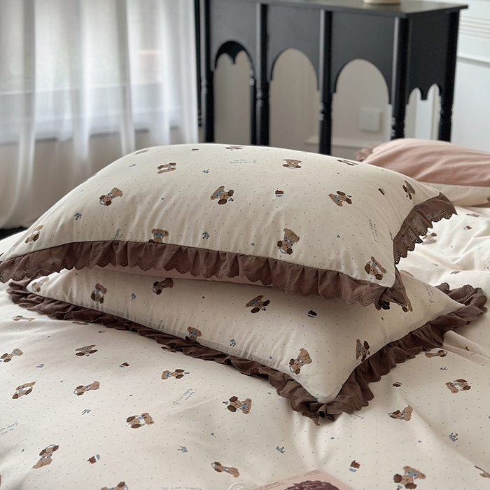 91家纺网 家纺一手货源 找家纺 三朵家纺 2025新款秋冬全棉纯棉加厚磨毛法式花边四件套 朝花夕拾