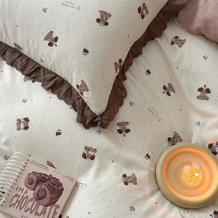 91家纺网 家纺一手货源 找家纺 三朵家纺 2025新款秋冬全棉纯棉加厚磨毛法式花边四件套 朝花夕拾