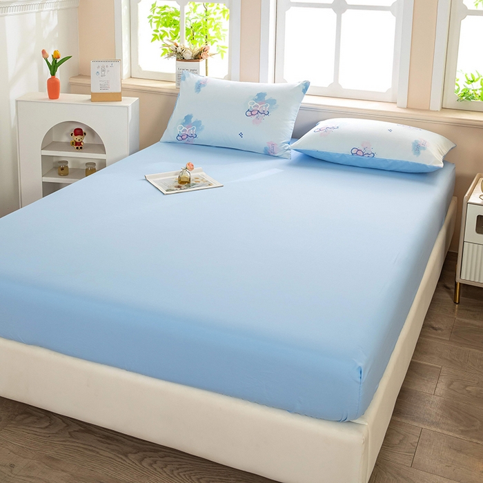 91家纺网 家纺一手货源 找家纺 梦莱家纺 2025新款水洗棉印花单品床笠 幻彩小熊-蓝