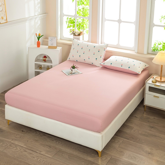 91家纺网 家纺一手货源 找家纺 梦莱家纺 2025新款水洗棉印花单品床笠 双心漫旅