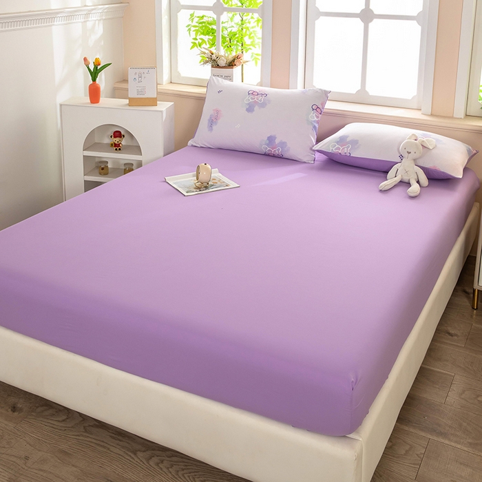 91家纺网 家纺一手货源 找家纺 梦莱家纺 2025新款水洗棉印花单品床笠 幻彩小熊-紫