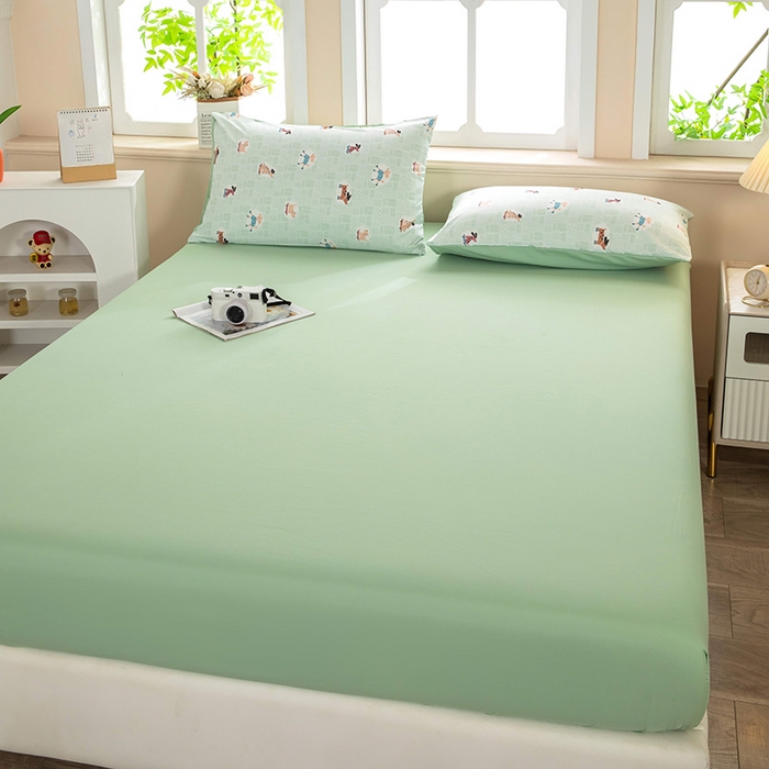 91家纺网 家纺一手货源 找家纺 梦莱家纺 2025新款水洗棉印花单品床笠 萌犬趣行