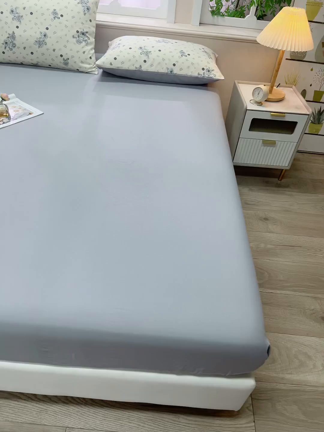 91家纺网 家纺一手货源 找家纺 梦莱家纺 2025新款水洗棉印花单品床笠 玫瑰蝶影