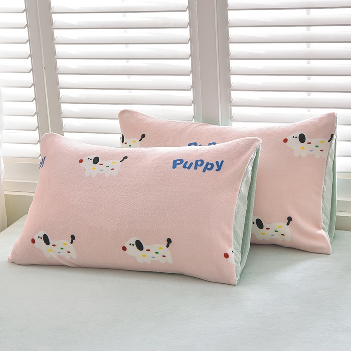 91家纺网 家纺一手货源 找家纺 鑫喜莱家纺 2025新款加厚牛奶绒卡通印花四件套 可爱小狗