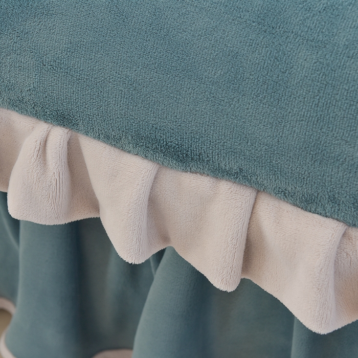 91家纺网 家纺一手货源 找家纺 鑫喜莱家纺 2025新款刺绣双层花边牛奶绒四件套（注意控价 标准尺寸156元，实际售价不得低于控价的价格) 清雅-宾利蓝