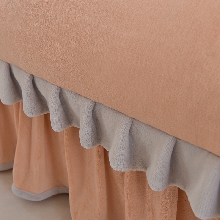 91家纺网 家纺一手货源 找家纺 鑫喜莱家纺 2025新款刺绣双层花边牛奶绒四件套（注意控价 标准尺寸156元，实际售价不得低于控价的价格) 清雅-暖玉