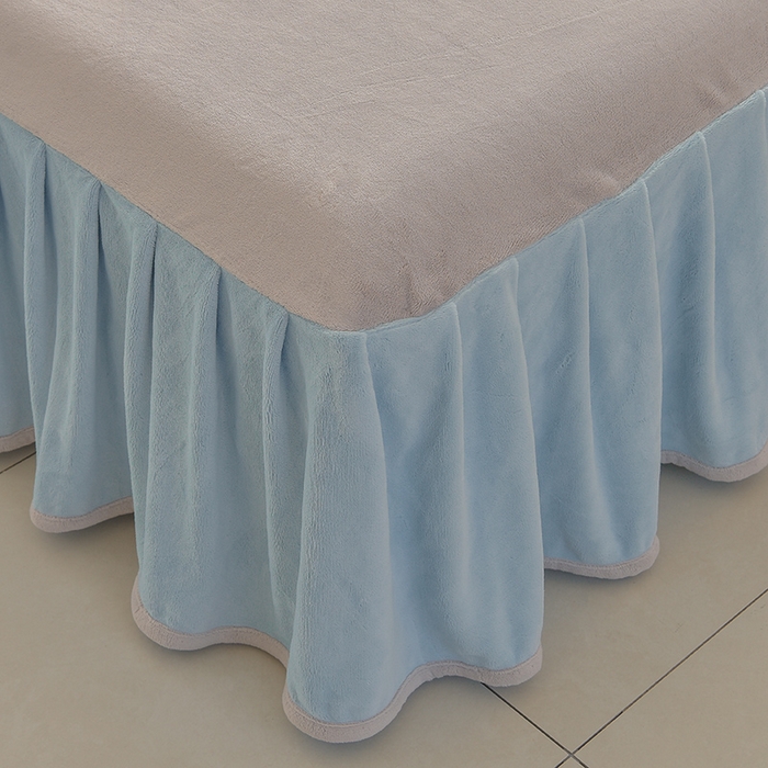 91家纺网 家纺一手货源 找家纺 鑫喜莱家纺 2025新款刺绣双层花边牛奶绒四件套（注意控价 标准尺寸156元，实际售价不得低于控价的价格) 花韵-天蓝