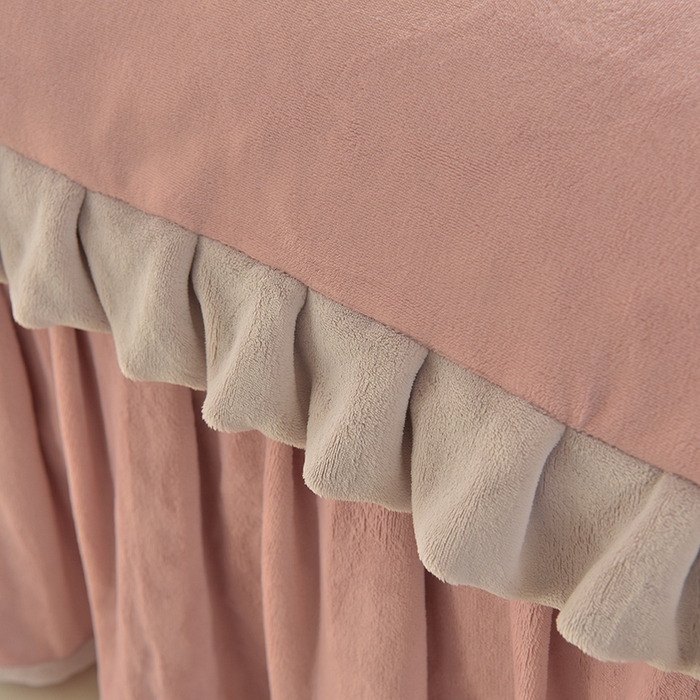 91家纺网 家纺一手货源 找家纺 鑫喜莱家纺 2025新款刺绣双层花边牛奶绒四件套（注意控价 标准尺寸156元，实际售价不得低于控价的价格) 清雅-藕粉