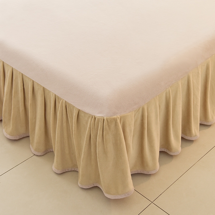 91家纺网 家纺一手货源 找家纺 鑫喜莱家纺 2025新款刺绣双层花边牛奶绒四件套（注意控价 标准尺寸156元，实际售价不得低于控价的价格) 清雅-浅米灰