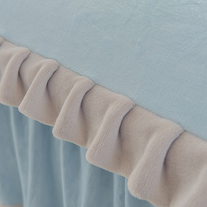 91家纺网 家纺一手货源 找家纺 鑫喜莱家纺 2025新款刺绣双层花边牛奶绒四件套（注意控价 标准尺寸156元，实际售价不得低于控价的价格) 清雅-天蓝