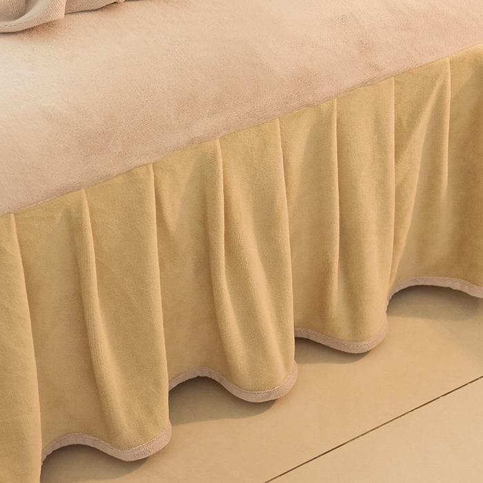 91家纺网 家纺一手货源 找家纺 鑫喜莱家纺 2025新款刺绣双层花边牛奶绒四件套（注意控价 标准尺寸156元，实际售价不得低于控价的价格) 清雅-浅米灰