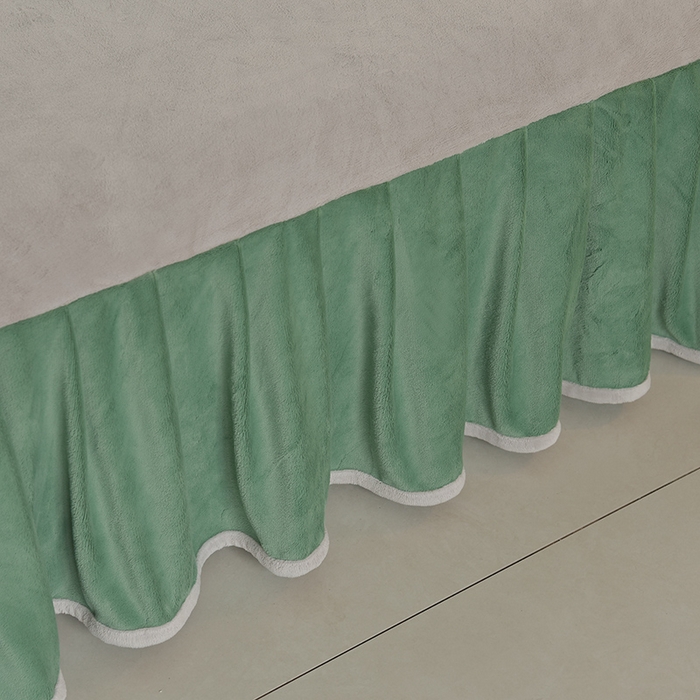 91家纺网 家纺一手货源 找家纺 鑫喜莱家纺 2025新款刺绣双层花边牛奶绒四件套（注意控价 标准尺寸156元，实际售价不得低于控价的价格) 花韵-云母绿