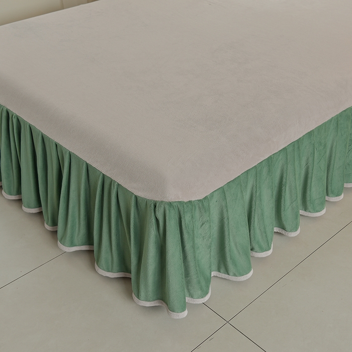 91家纺网 家纺一手货源 找家纺 鑫喜莱家纺 2025新款刺绣双层花边牛奶绒四件套（注意控价 标准尺寸156元，实际售价不得低于控价的价格) 花韵-云母绿