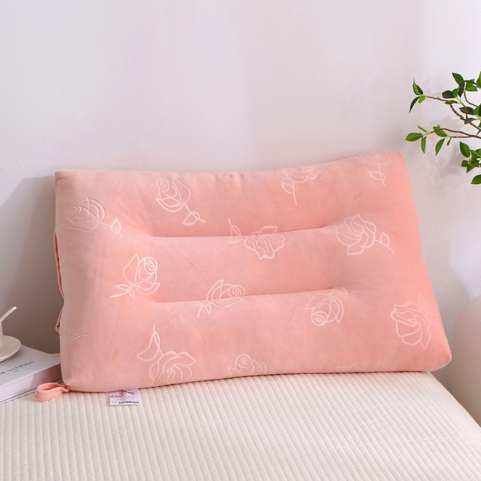 91家纺网 家纺一手货源 找家纺 永乐枕芯 2025新款玫瑰绒定型枕头枕芯 粉色