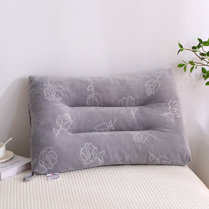 91家纺网 家纺一手货源 找家纺 永乐枕芯 2025新款玫瑰绒定型枕头枕芯 灰色