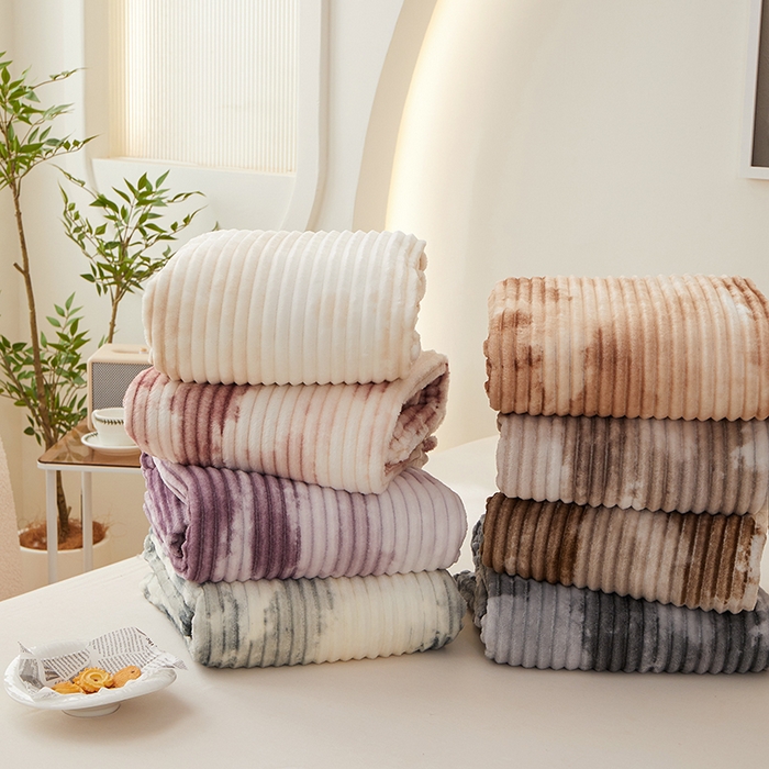 91家纺网 家纺一手货源 找家纺 （总）楼兰公主 2025新款跨境外贸扎染兔毛抽条保暖加厚盖毯毛毯毯子-印花系列