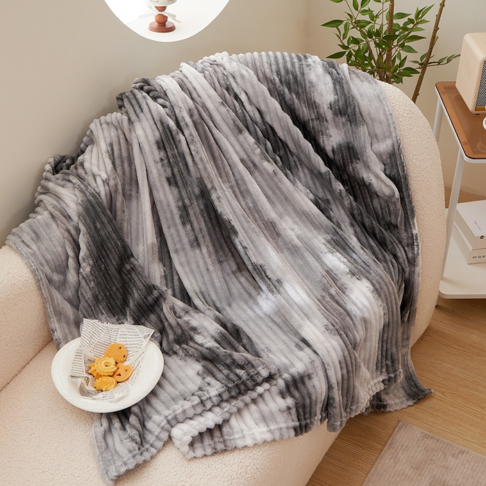 91家纺网 家纺一手货源 找家纺 （总）楼兰公主 2025新款跨境外贸扎染兔毛抽条保暖加厚盖毯毛毯毯子-印花系列