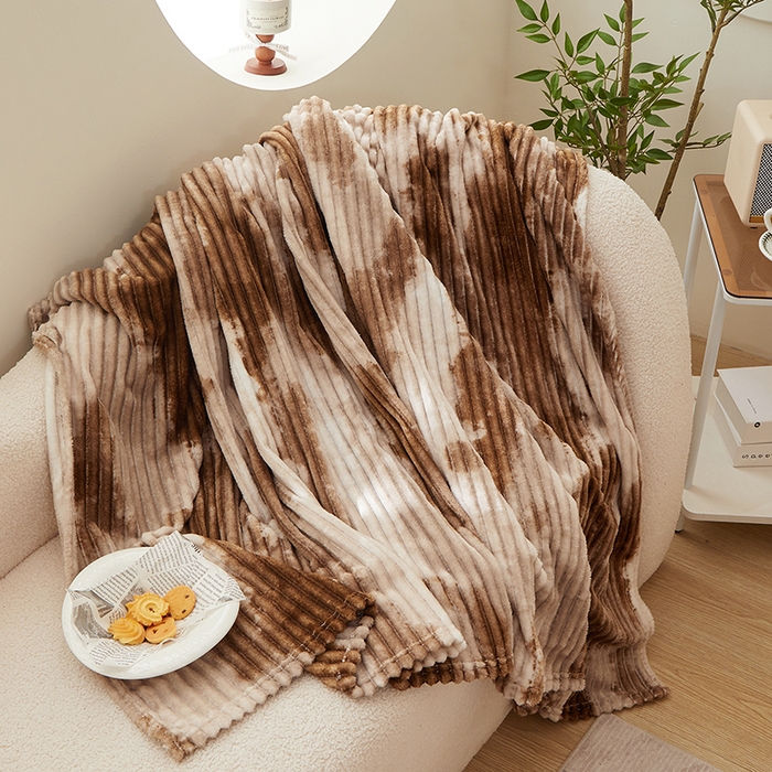 91家纺网 家纺一手货源 找家纺 （总）楼兰公主 2025新款跨境外贸扎染兔毛抽条保暖加厚盖毯毛毯毯子-印花系列