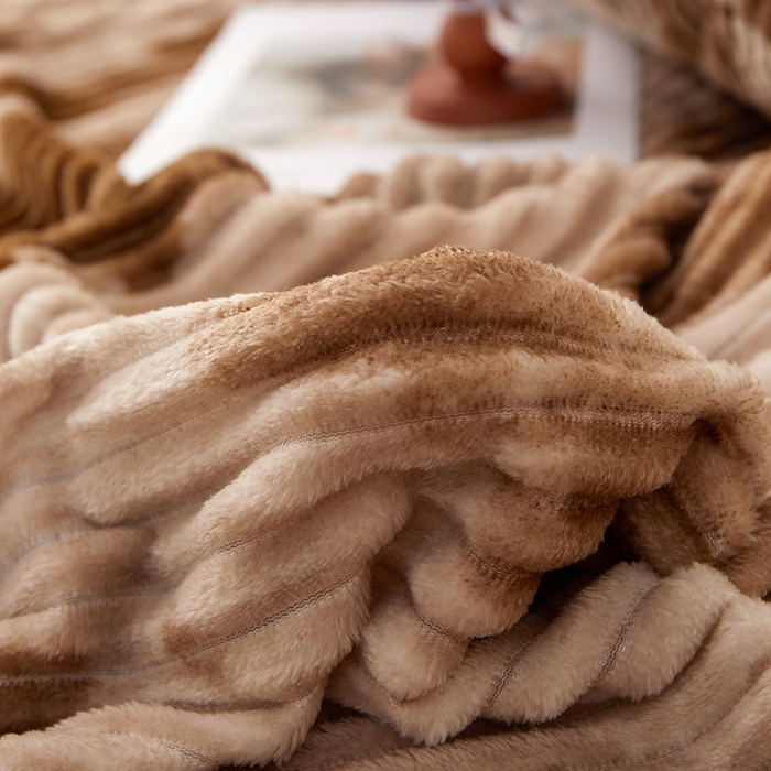 91家纺网 家纺一手货源 找家纺 楼兰公主 2025新款跨境外贸扎染兔毛抽条保暖加厚盖毯毛毯毯子-印花系列 咖啡