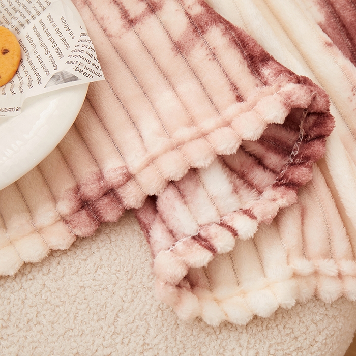 91家纺网 家纺一手货源 找家纺 楼兰公主 2025新款跨境外贸扎染兔毛抽条保暖加厚盖毯毛毯毯子-印花系列 晚霞