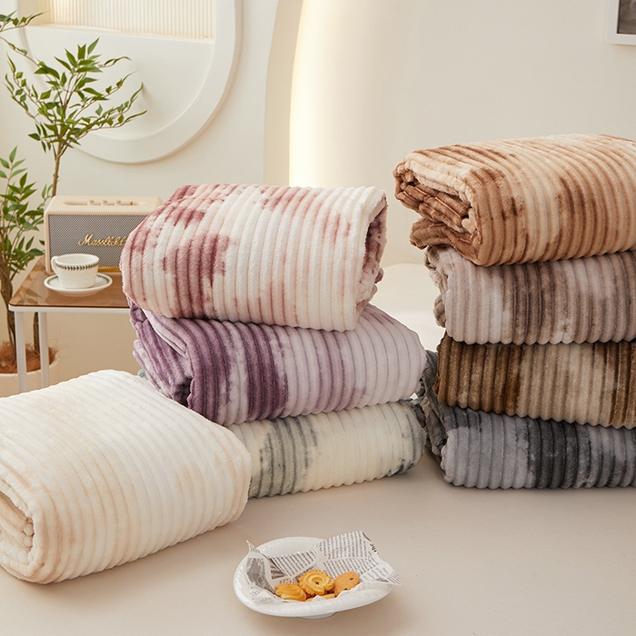 91家纺网 家纺一手货源 找家纺 楼兰公主 2025新款跨境外贸扎染兔毛抽条保暖加厚盖毯毛毯毯子-印花系列 组合图仅供展示不可下单