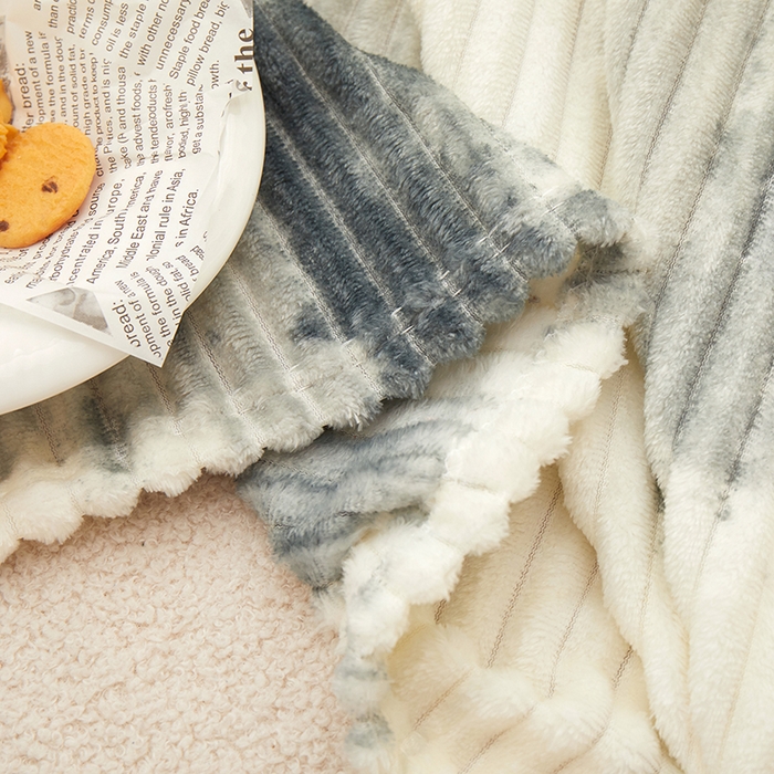 91家纺网 家纺一手货源 找家纺 楼兰公主 2025新款跨境外贸扎染兔毛抽条保暖加厚盖毯毛毯毯子-印花系列 墨蓝