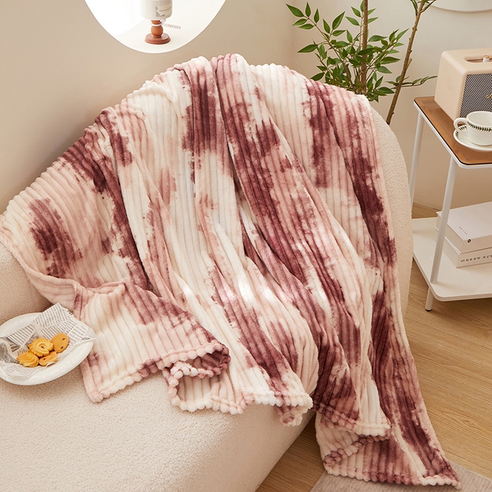 91家纺网 家纺一手货源 找家纺 （总）楼兰公主 2025新款跨境外贸扎染兔毛抽条保暖加厚盖毯毛毯毯子-印花系列