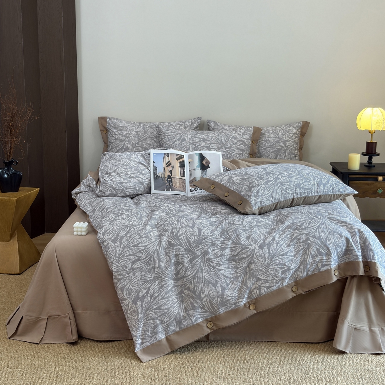 91家纺网 家纺一手货源 找家纺 （总）未来家居 2025秋冬新款全棉加厚磨毛纽扣工艺四件套