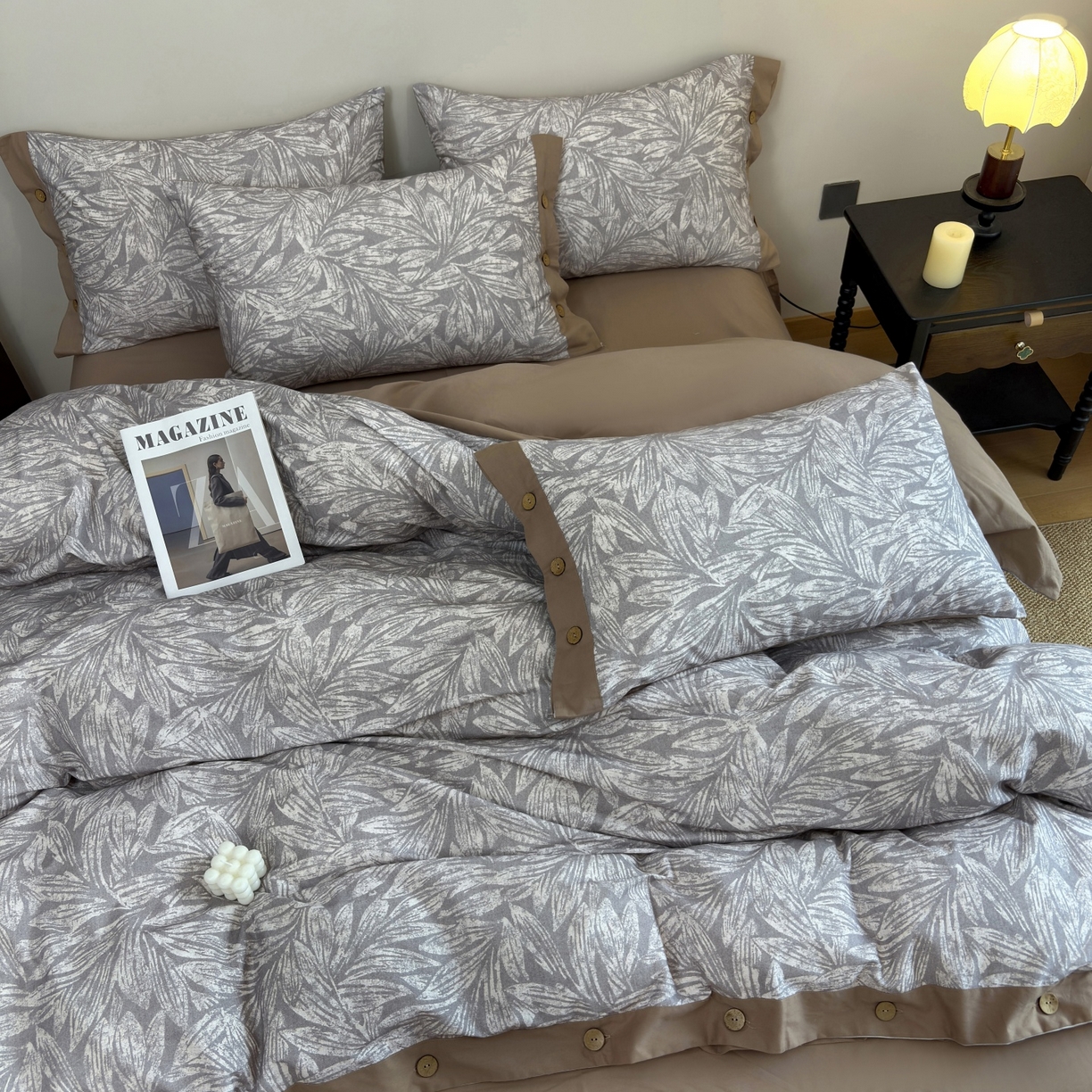 91家纺网 家纺一手货源 找家纺 （总）未来家居 2025秋冬新款全棉加厚磨毛纽扣工艺四件套