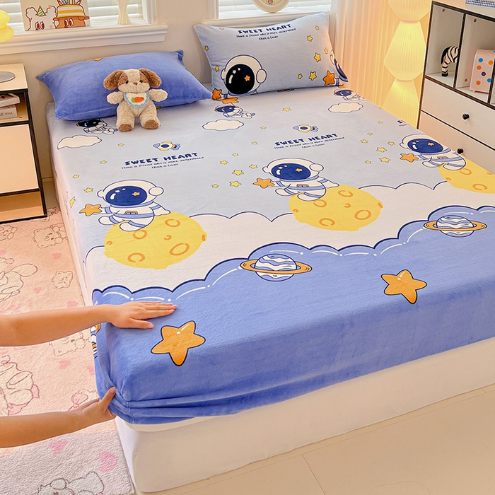 91家纺网 家纺一手货源 找家纺 （总）富馨莱2025年新款牛奶绒印花床笠