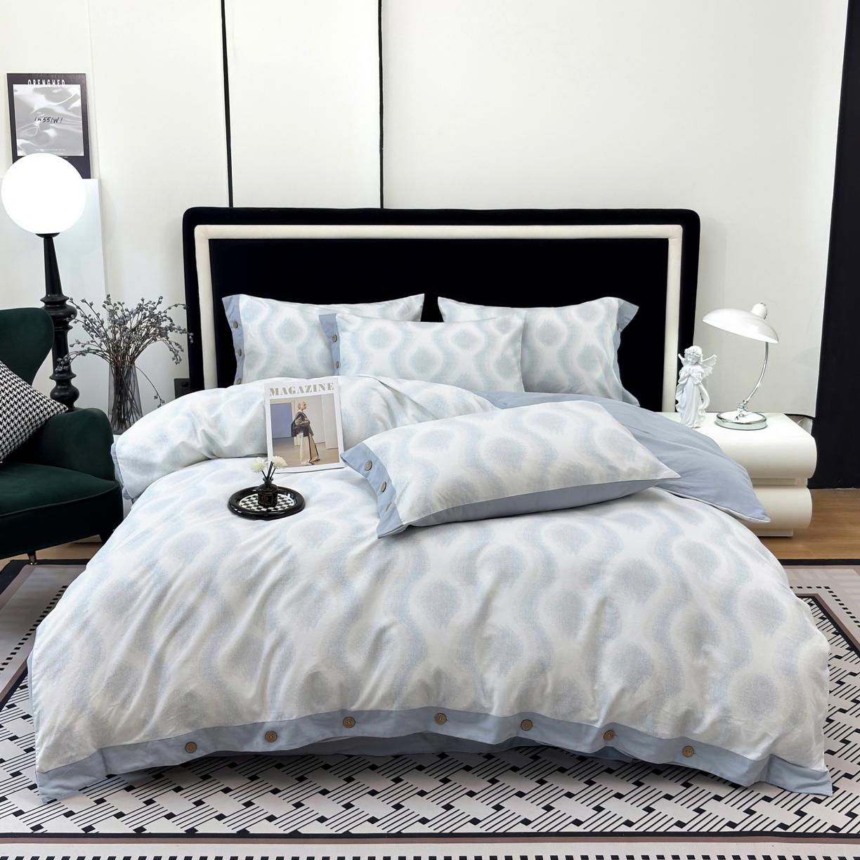 91家纺网 家纺一手货源 找家纺 （总）未来家居 2025秋冬新款全棉加厚磨毛纽扣工艺四件套