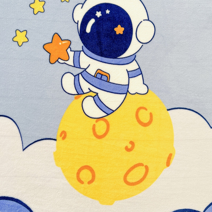 91家纺网 家纺一手货源 找家纺 富馨莱2025年新款牛奶绒印花床笠 遨游太空人