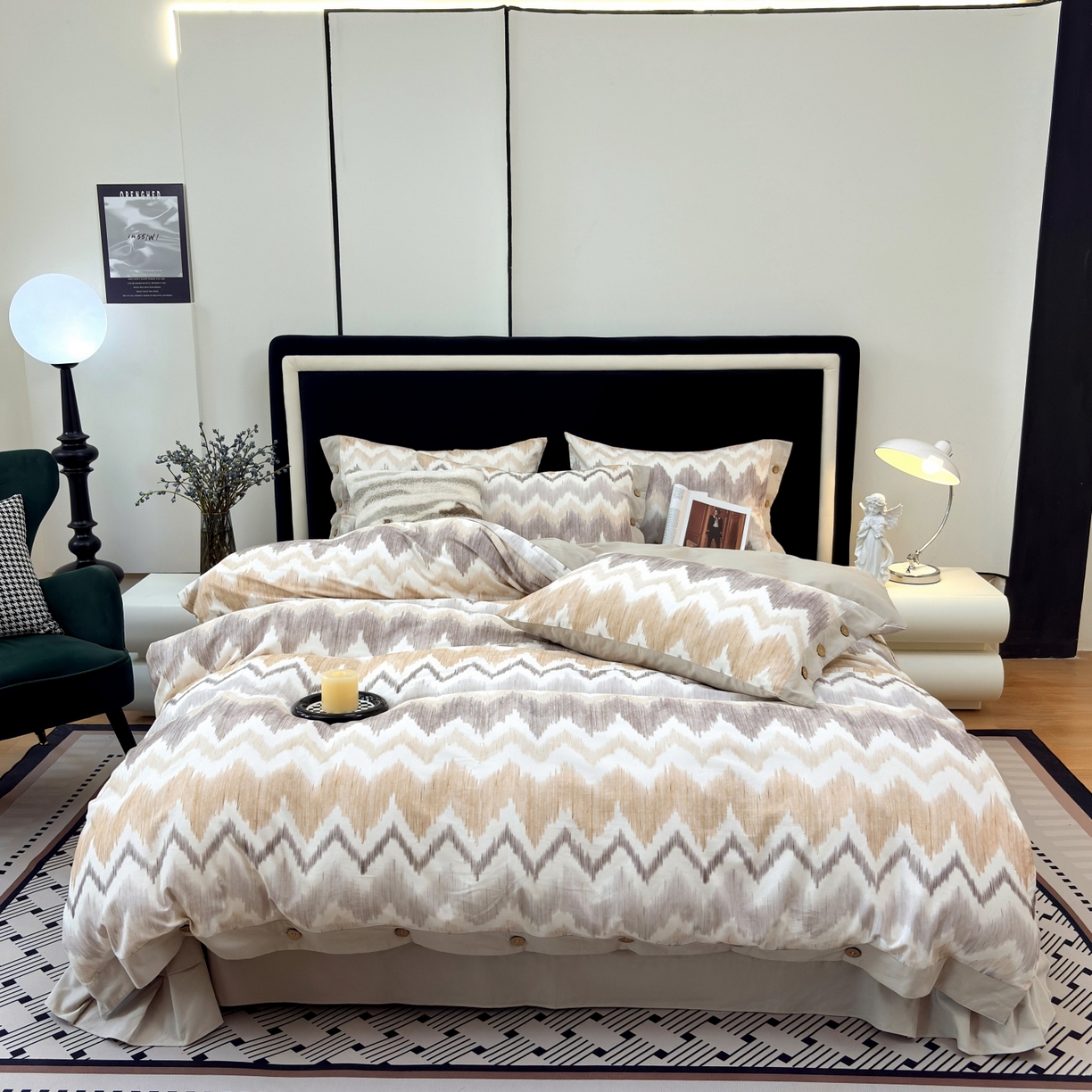 未来家居 2025秋冬新款全棉加厚磨毛纽扣工艺四件套 雾岛叙事-卡其