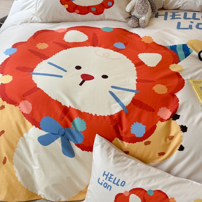 91家纺网 家纺一手货源 找家纺 寐居家纺 2025新款亲肤舒适全棉纯棉数码大阪印花四件套 狮子王国