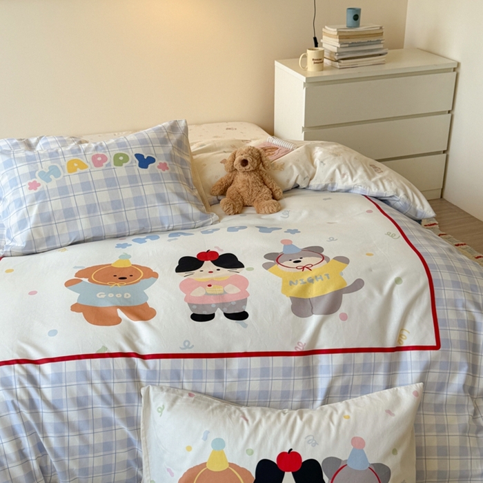 91家纺网 家纺一手货源 找家纺 寐居家纺 2025新款亲肤舒适全棉纯棉数码大阪印花四件套 小伙伴