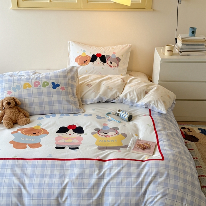 91家纺网 家纺一手货源 找家纺 寐居家纺 2025新款亲肤舒适全棉纯棉数码大阪印花四件套 小伙伴