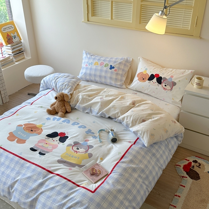 91家纺网 家纺一手货源 找家纺 寐居家纺 2025新款亲肤舒适全棉纯棉数码大阪印花四件套 小伙伴