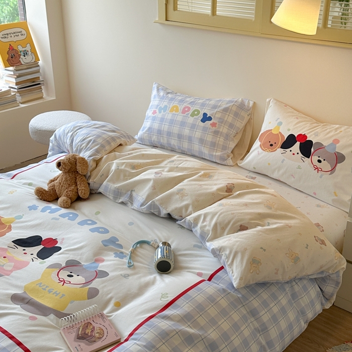 91家纺网 家纺一手货源 找家纺 寐居家纺 2025新款亲肤舒适全棉纯棉数码大阪印花四件套 小伙伴