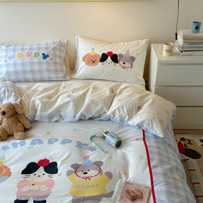 91家纺网 家纺一手货源 找家纺 寐居家纺 2025新款亲肤舒适全棉纯棉数码大阪印花四件套 小伙伴