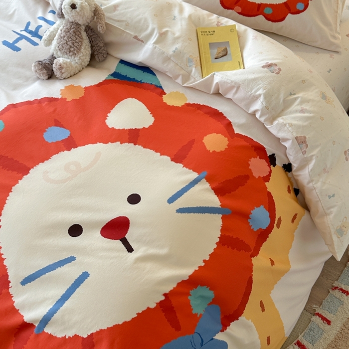 91家纺网 家纺一手货源 找家纺 寐居家纺 2025新款亲肤舒适全棉纯棉数码大阪印花四件套 狮子王国