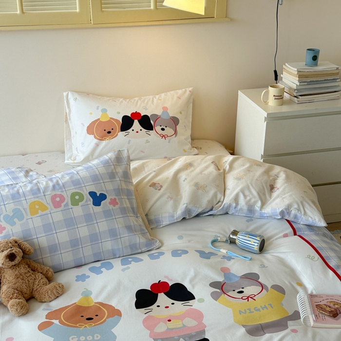 91家纺网 家纺一手货源 找家纺 寐居家纺 2025新款亲肤舒适全棉纯棉数码大阪印花四件套 小伙伴