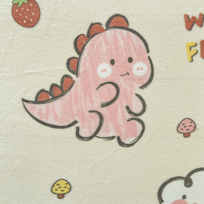 91家纺网 家纺一手货源 找家纺 富馨莱2025年新款牛奶绒印花床笠 淘气恐龙