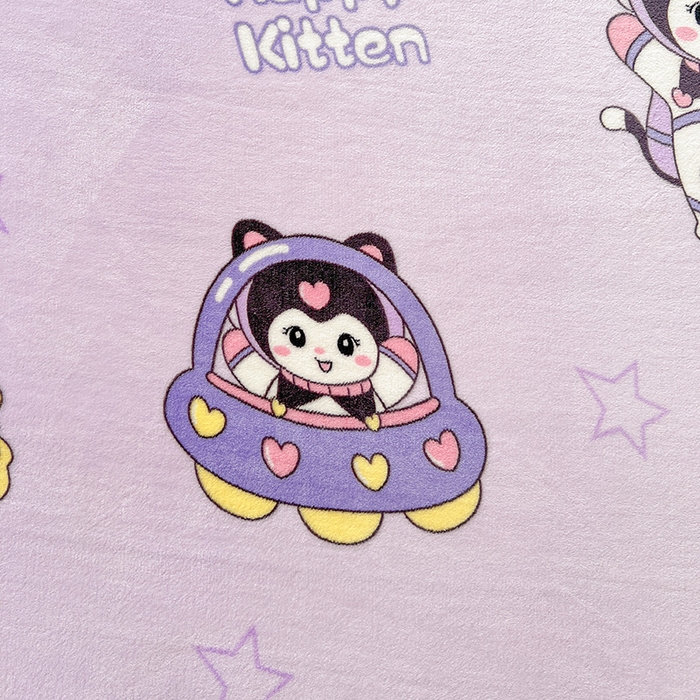 91家纺网 家纺一手货源 找家纺 富馨莱2025年新款牛奶绒印花床笠 甜美星际